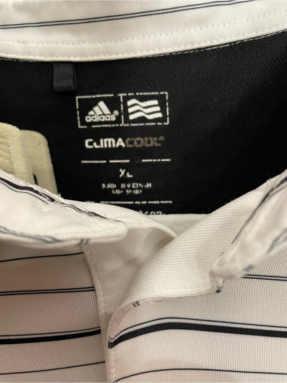adidas White Polo with Thin Black Stripes - Picture 2 of 3